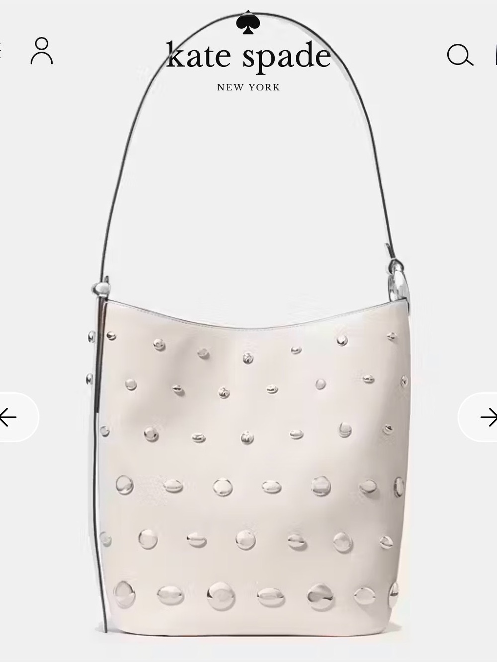 kate spade Cream Studded Leather Shoulder Bag